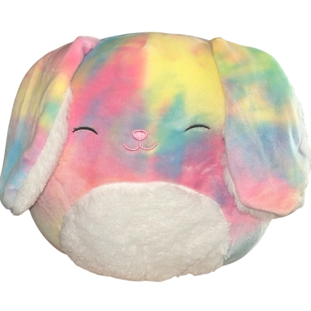 Squishmallows Easter Squad Candy 8" Bunny - Rainbow Tie Dye EUC